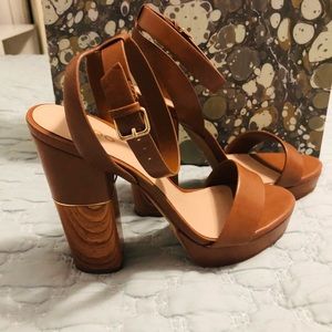 Aldo, New no box, wooden-detail platform sandals.